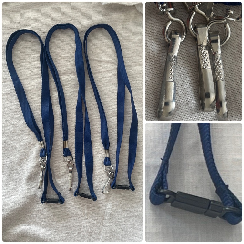 Blue Lanyards Set (3) With Metal Clips